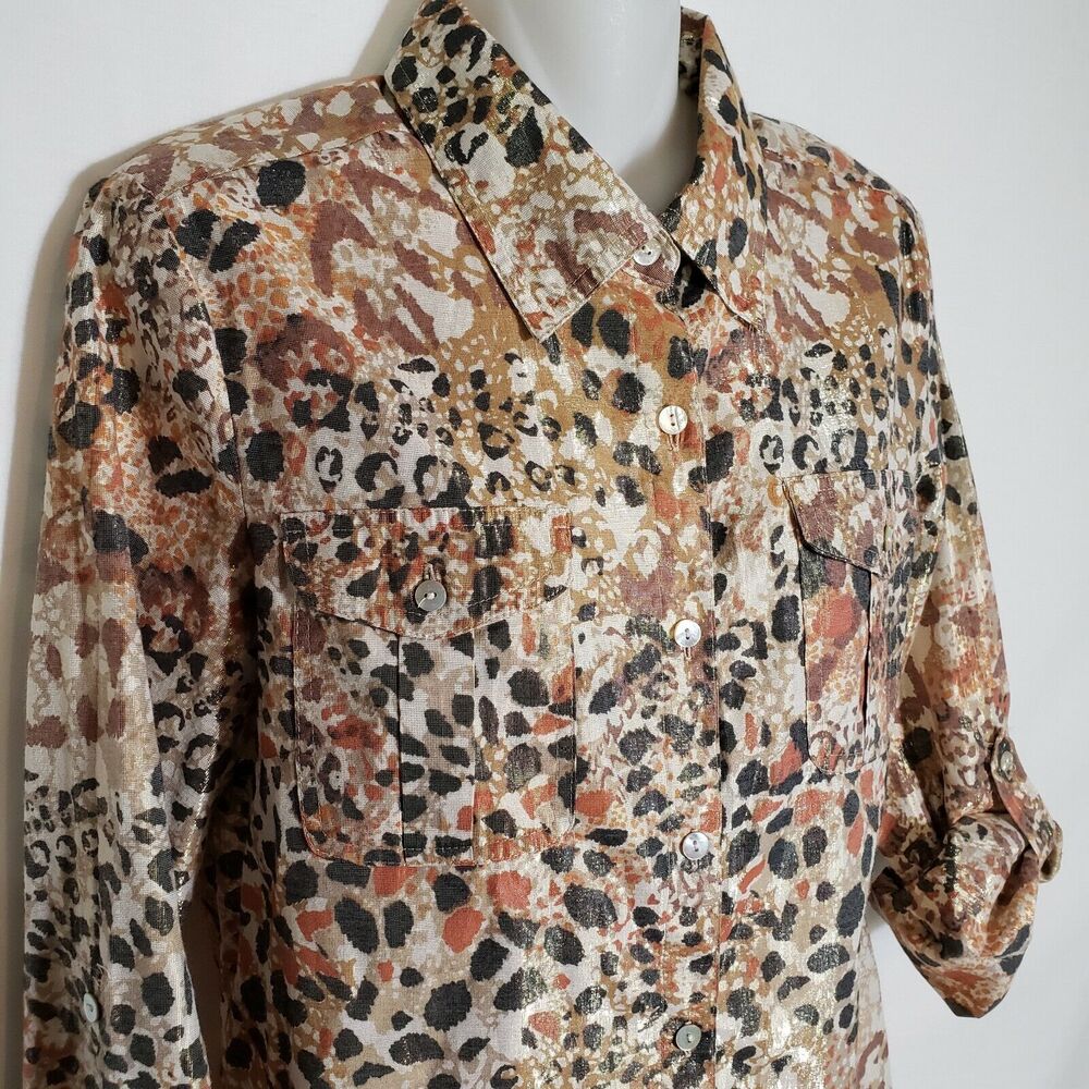 Ruby Rd Womens Blouse Size 6 Button Pockets Tab S… - image 4